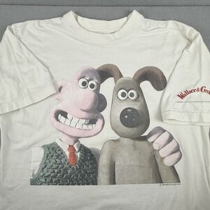 Vintage 90s Wallace and Gromit T-Shirt XL 1989 Officially Licensed White RAW Tag